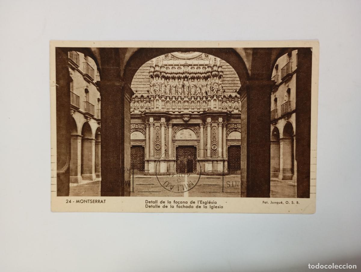 Postcards: POSTAL DE MONTSERRAT. DETALLA DE LA FACHADA DE LA IGLESIA. TDKP27Z3