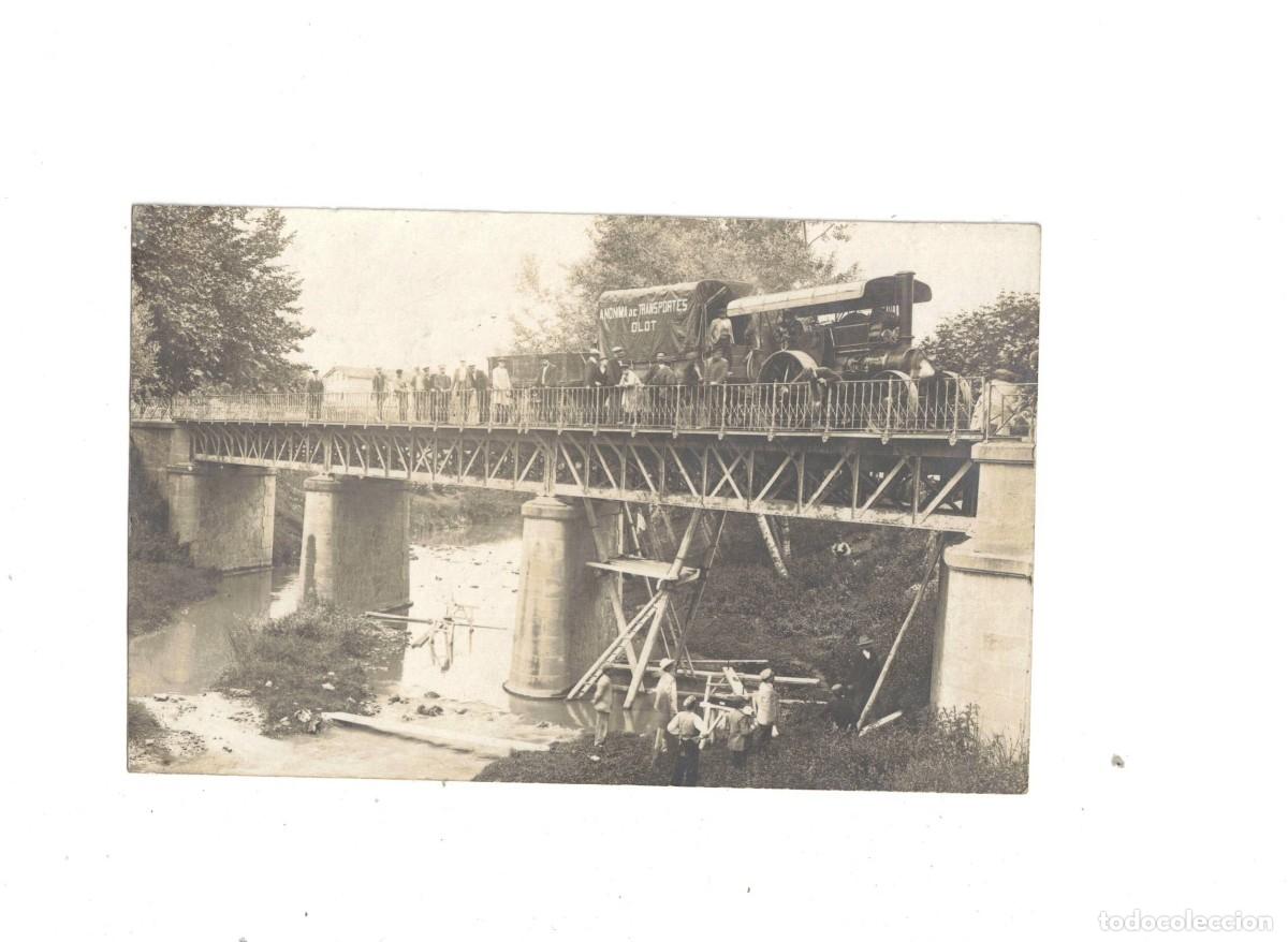 Postales: OLOT. M&Aacute;QUINA APISONADORA. AN&Oacute;NIMA DE TRANSPORTES