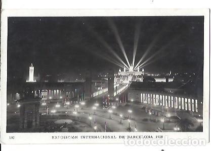 Postales: ANTIGUA POSTAL 102 EXPOSICION INTERNACIONAL DE BARCELONA 1929 ENTRADA A LA EXPOSICION NOCTURNA E F B