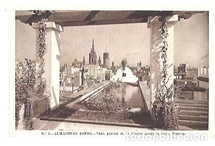 Postales: ANTIGUA POSTAL N&ordm; 8 ALMACENES JORBA VISTA PARCIAL DE LA CIUDAD DESDE LA GRAN TERRAZA HUECOGRABADO MU