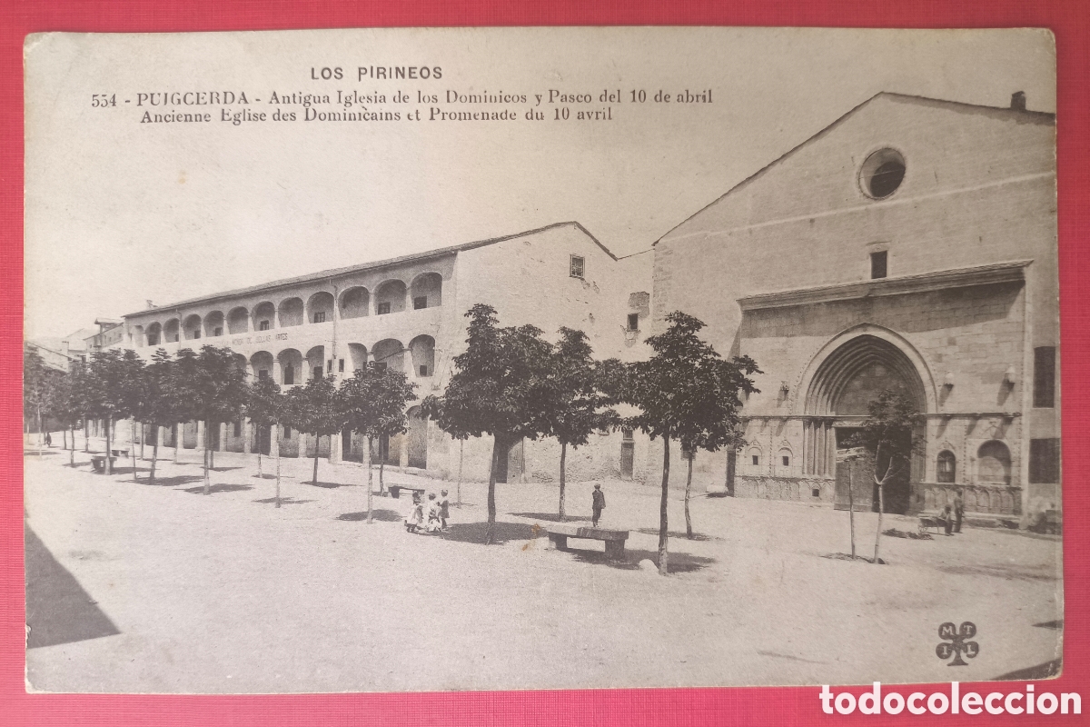Postales: PUIGCERD&Agrave; PASSEIG 10 D'ABRIL CONVENT SANT DOM&Egrave;NEC POSTAL FOTOTIPIA GIRONA C. 1915