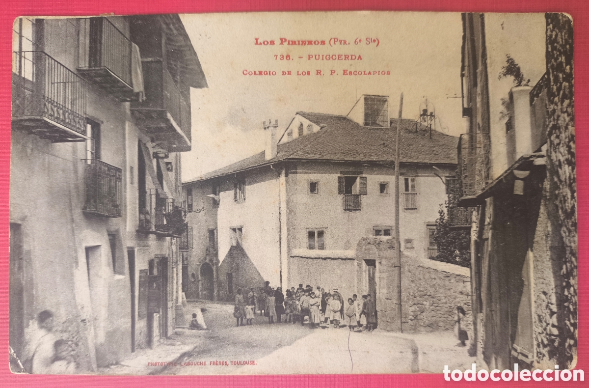 Postales: PUIGCERD&Agrave; COL&middot;LEGI ESCOLAPIS POSTAL ANIMADA FOTOTIPIA LABOUCHE GIRONA C. 1915