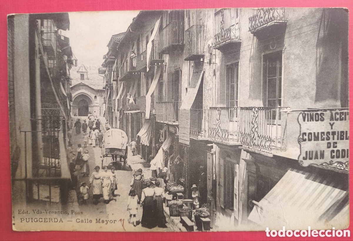 Postales: PUIGCERD&Agrave; CARRER MAJOR POSTAL ANIMADA FOTOTIPIA ED. CASA VENANCIO GIRONA C. 1915