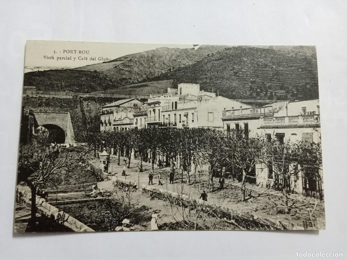 Postales: ANTIG&Uuml;A POSTAL DE PORT BOU (GERONA) VISTA PARCIAL, USADA, A&Ntilde;O 1936. VISTA PARCIAL Y CAF&Eacute; &rdquo;DEL GLOBO&rdquo;