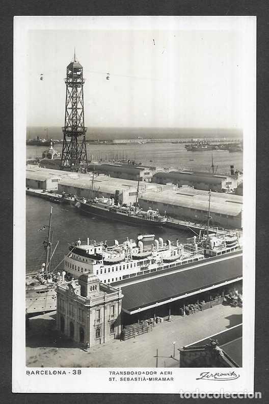 Postales: Postal. Barcelona- 38 Transbordador Aeri ST. Sabasti&aacute; - Miramar Zerkowitz 1929
