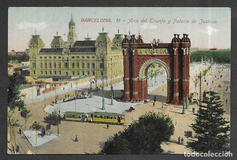Postales: Postal. Barcelona. n&ordm; 16 Arco del Triunfo y Palacio de Justicia. J.Vernini sin circular