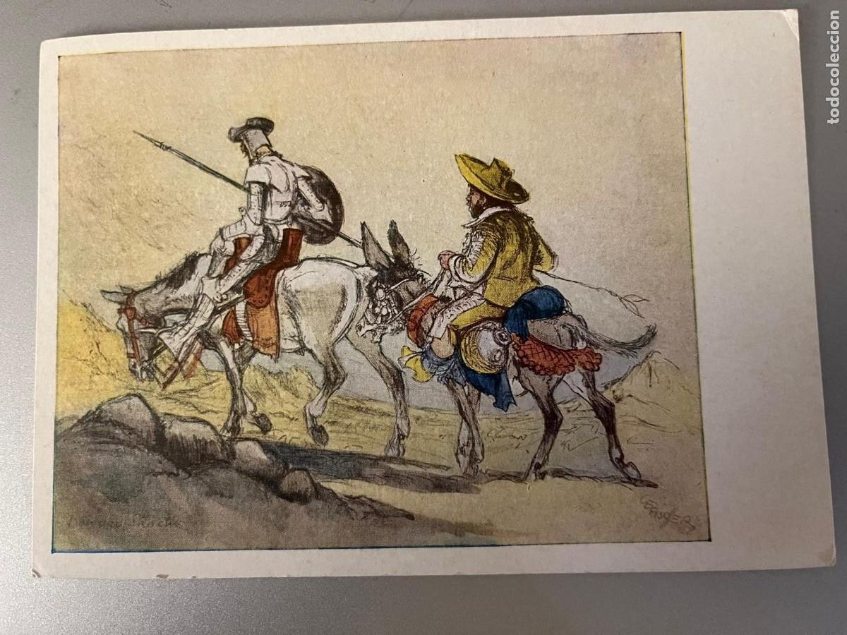 Postales: Don Quijote n&ordm; 2105 pintado con la boca por Cetischer sin circular