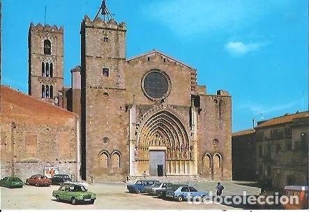 Postales: POSTAL A COLOR CASTELLO AMPURIAS ALT EMPORDA PLAZA MOSSEN CINTO VERDAGUER IGLESIA BASILICA S XIII