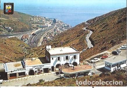 Postales: POSTAL A COLOR N&ordm; 13 PORT BOU COSTA BRAVA SECTOR NORTE VISTA AEREA DE LA ADUANA FRANCO ESPA&Ntilde;OLA CEDO