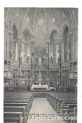 Postales: ANTIGUA POSTAL CANET DE MAR INTERIOR DEL SANTUARI DE LA MARE DE DEU DE LA MISERICORDIA MISSE HS BARN