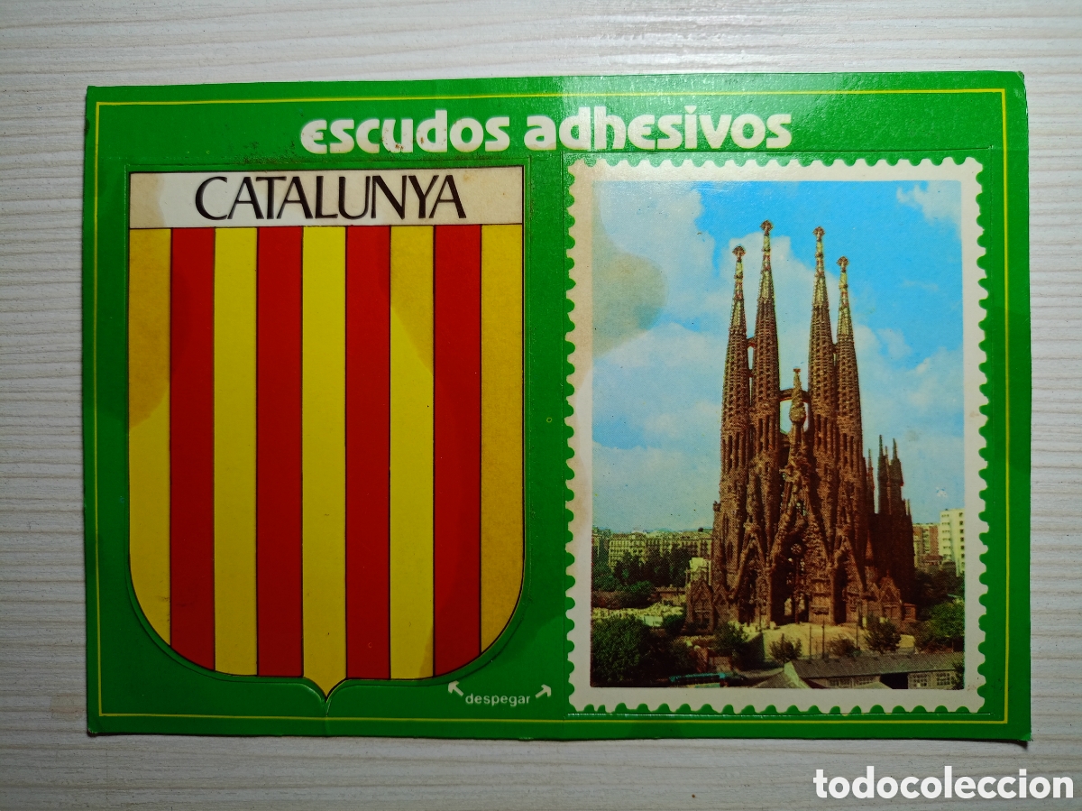 Postales: Postal escudos adhesivos catalunya temple de la sagrada fam&iacute;lia fa&ccedil;ana del naixement Gaud&iacute;