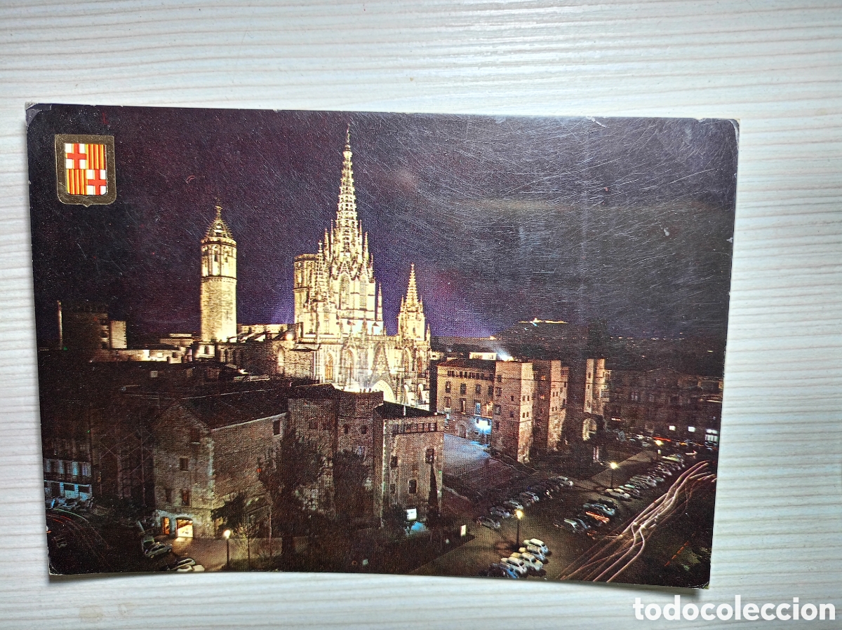 Postales: POSTAL BARCELONA. BARRIO GOTICO. CATEDRAL. NOCTURNA (BARCELONA). ESCRITA. 1963 n&ordm; 76