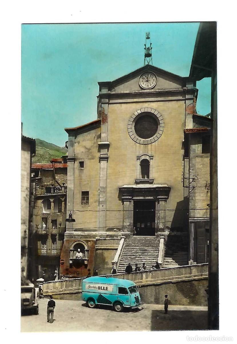 Postales: POSTAL COLOREADA- BERGA.- N&ordm; 10002, IGLESIA. FURGONETA CHOCOLATES OLLE. ZERKOWITZ. SIN CIRCULAR