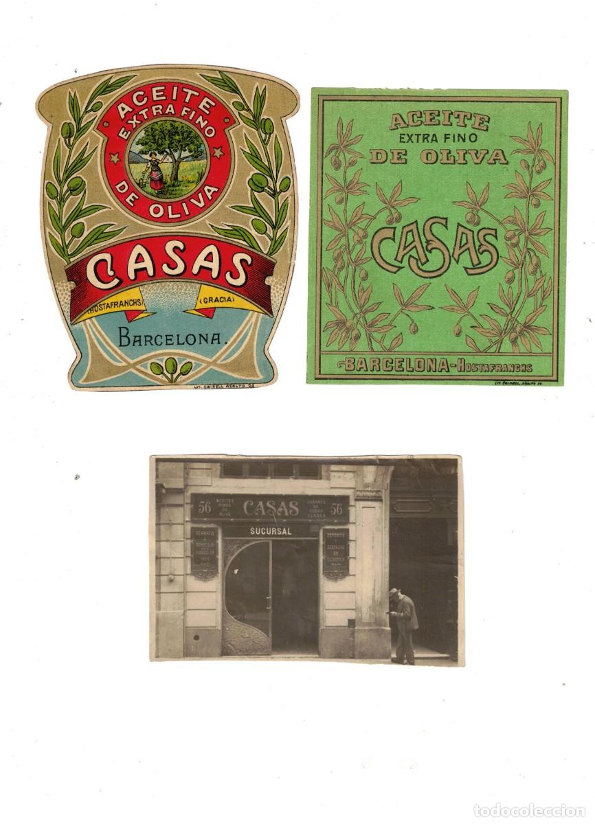 Postales: BARCELONA. ACEITES DE OLIVA CASAS. FOTO Y ETIQUETAS