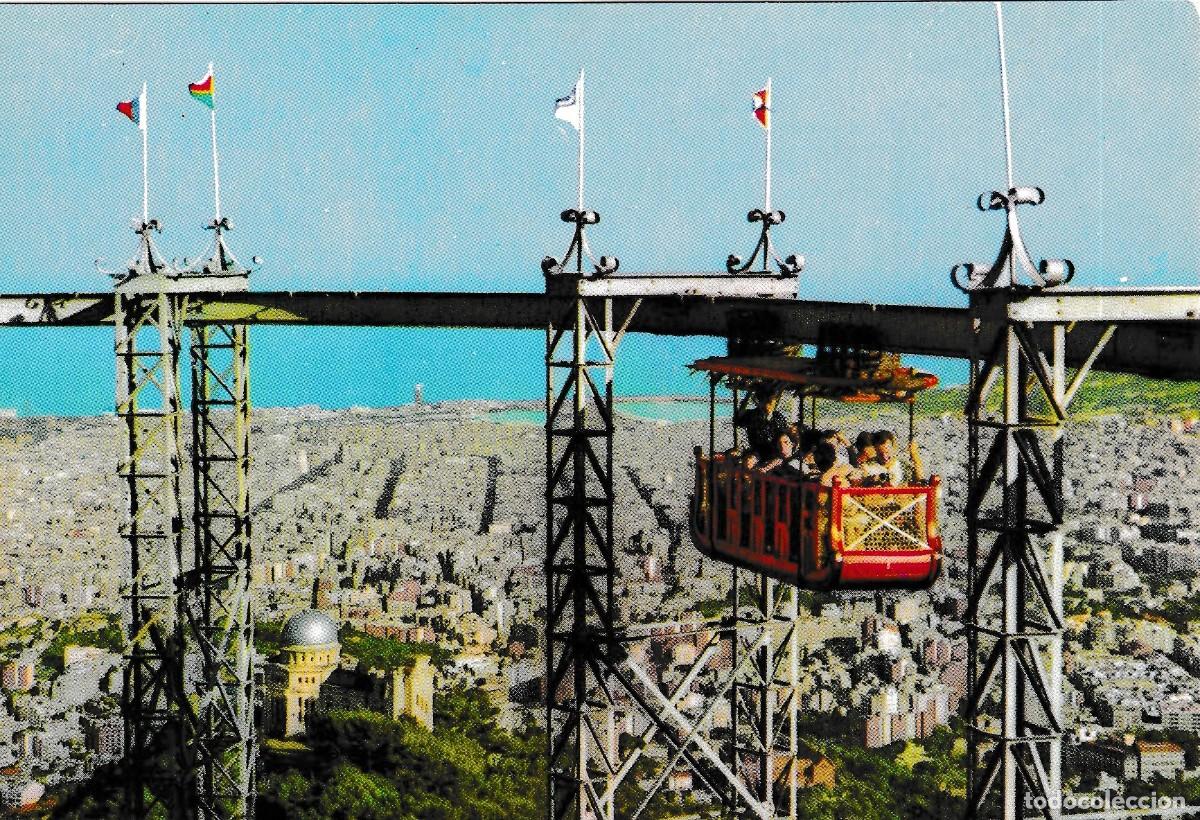 Postales: Barcelona - Tibidabo - Tren a&eacute;reo - Zerkowitz 2048 - 148x101mm - Fotocromo Zemacrom - Imp. Casamaj&oacute;