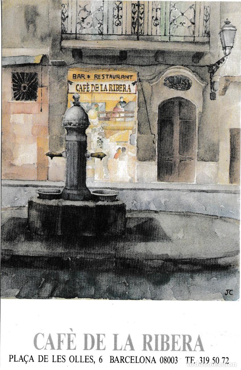 Postales: Barcelona - Caf&egrave; de la Ribera - Pla&ccedil;a de les Olles -Reverso Gran Plano Situaci&oacute;n- Postal - 154x104mm
