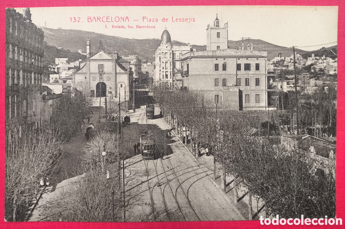 Postales: BARCELONA PLAZA LESSEPS POSTAL ANIMADA FOTOTIPIA C. 1910