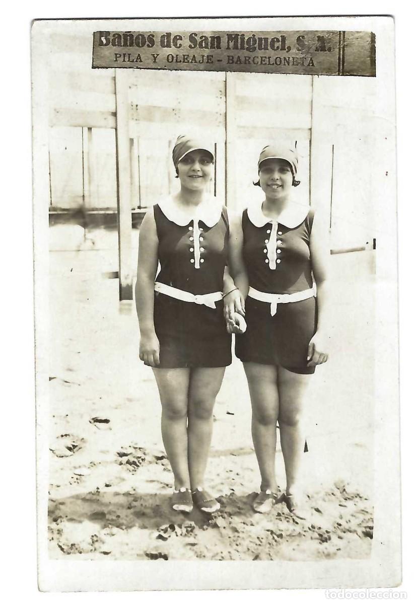 Postales: POSTAL FOTOGR&Aacute;FICA- BA&Ntilde;OS DE SAN MIGUEL. BARCELONETA. SE&Ntilde;ORAS EN BA&Ntilde;ADOR. SIN CIRCULAR