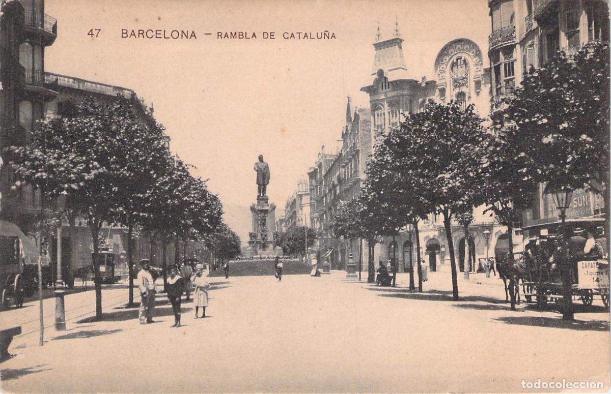 Postales: Postal de la Rambla de Catalu&ntilde;a en Barcelona