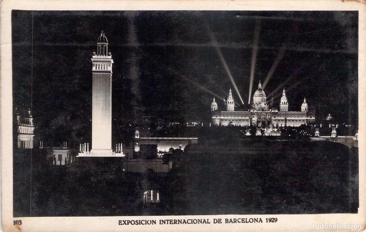 Postales: Postal de la Vista Nocturna de la Exposici&oacute;n Internacional de Barcelona