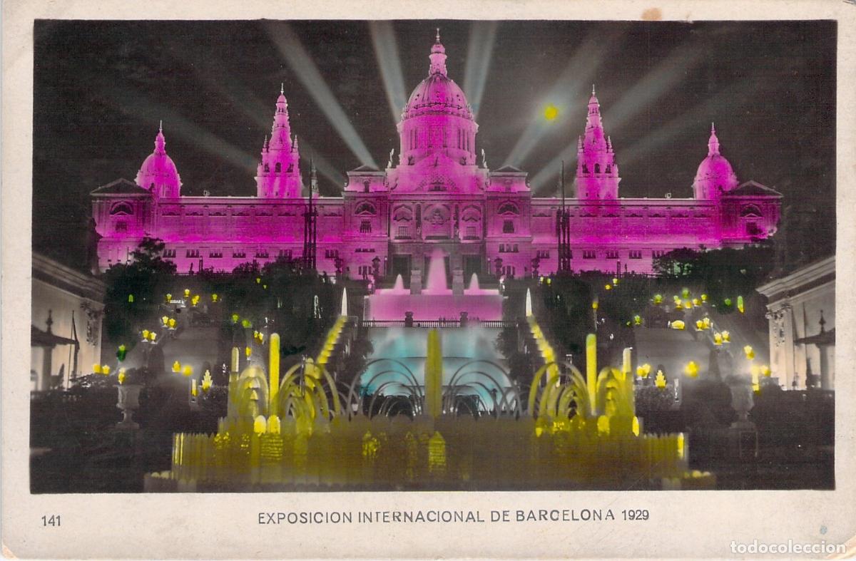 Postales: Postal Palacio Nacional de Barcelona Iluminado Noche Exposici&oacute;n