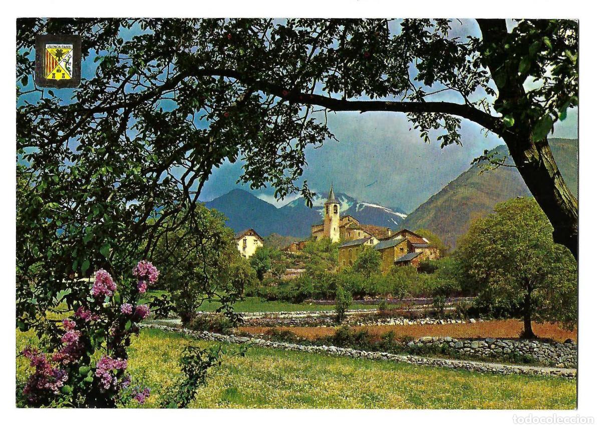 Postales: PIRINEU CATALA.- N&ordm; 968, EL PALLARS. VAL&Egrave;NCIA D'ANEU. VISTA PARCIAL. ESCUDO DE ORO. SIN CIRCULAR