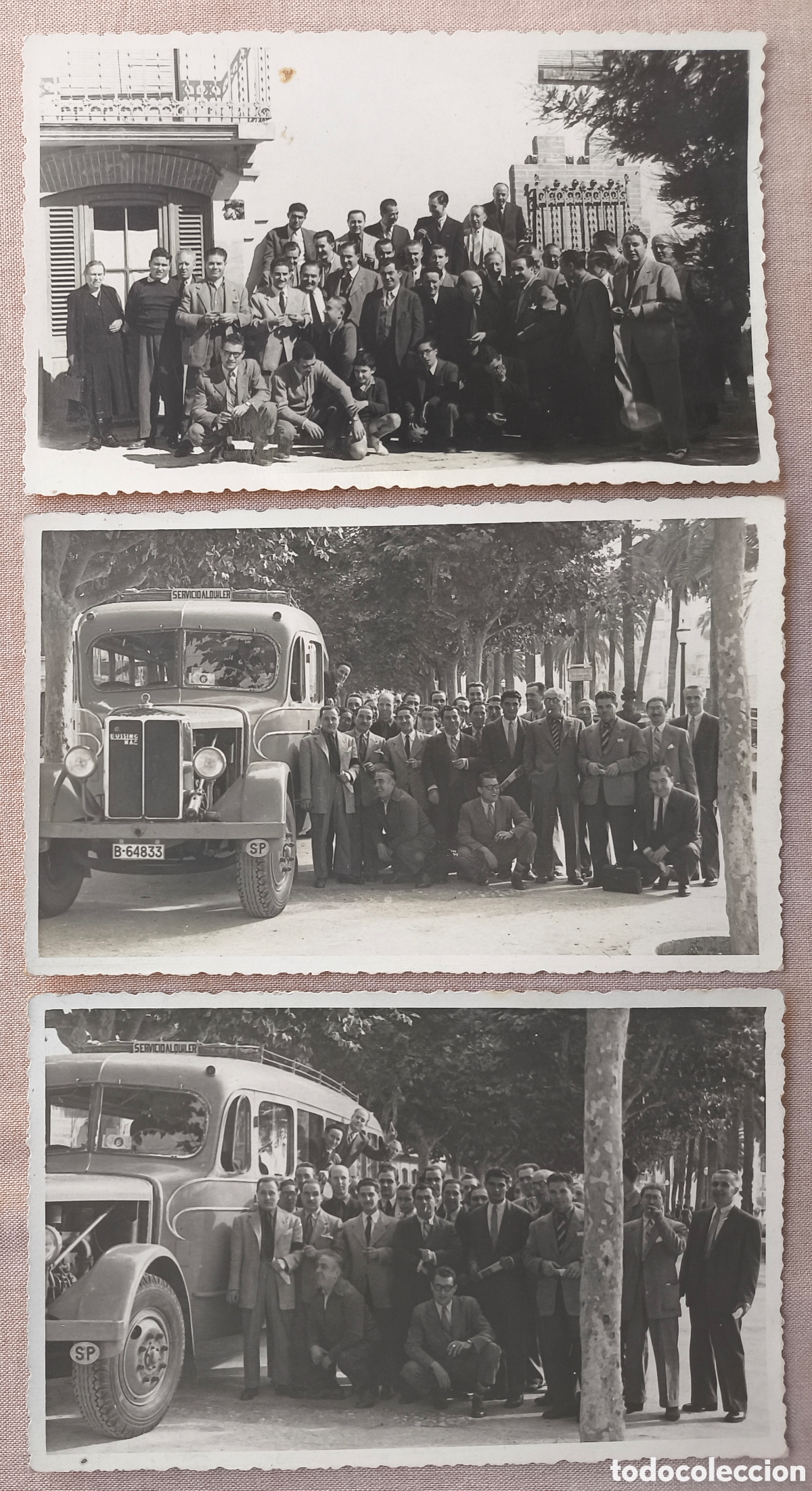 Postales: CATALUNYA SIN IDENTIFICAR EXCURSI&Oacute;N AUTOB&Uacute;S B&Uuml;SSING NAG POSTAL FOTOGR&Aacute;FICA LOTE 3 BARCELONA C. 1955