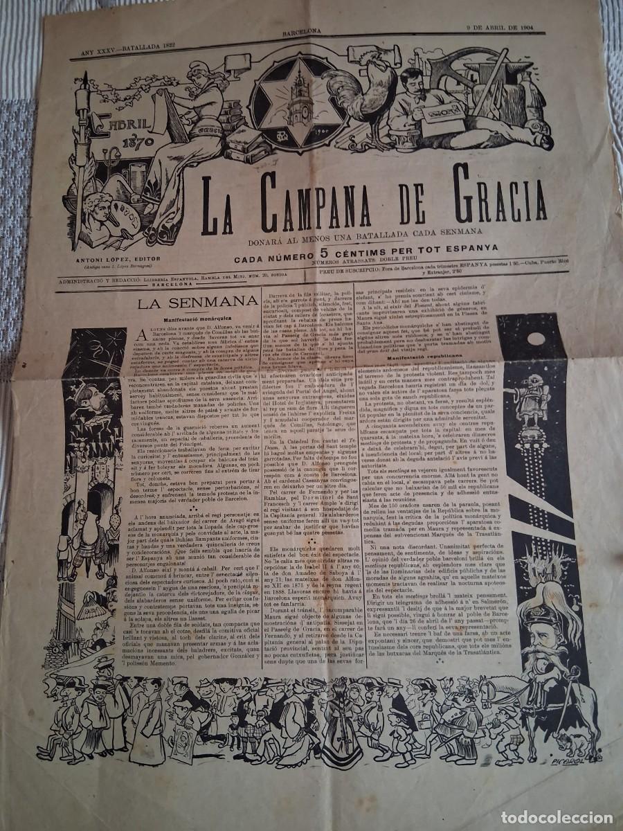 Postales: CAMPANA DE GRACIA, la: Barcelona n&ordm; 1822, 9 abril 1904