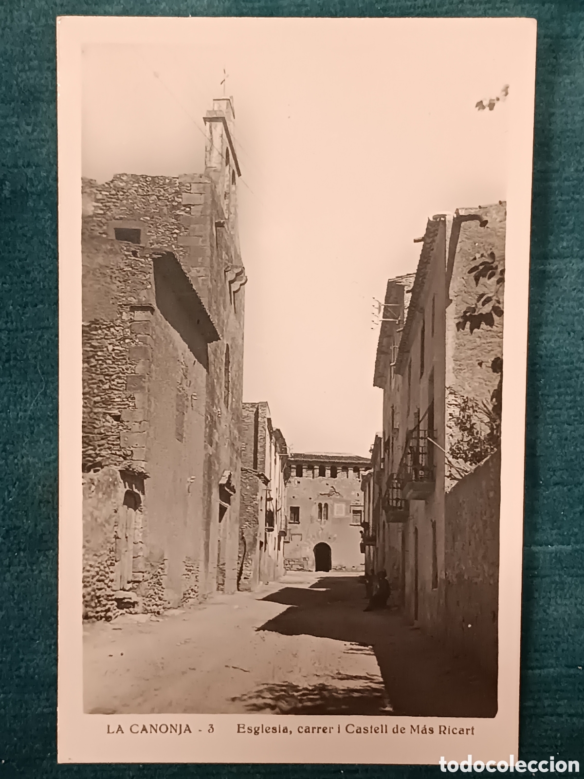 Postales: LA CANONJA 3. Esglesia, carrer i Castell de M&aacute;s Ricart