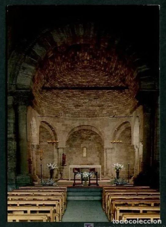 Postkarten: Porqueres. *Interior de la Iglesia Rom&aacute;nica...* Ed. C. y P. n&ordm; GE-3510. Circulada 1983.