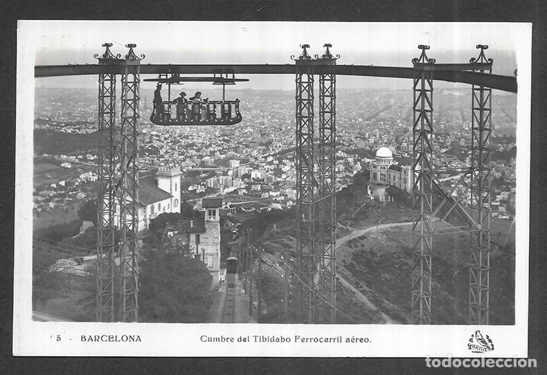 Postales: Postal. Barcelona 5 Tibidabo.- Cumbre del Tibidabo Ferrocarril a&egrave;reo. Oriol. 1920