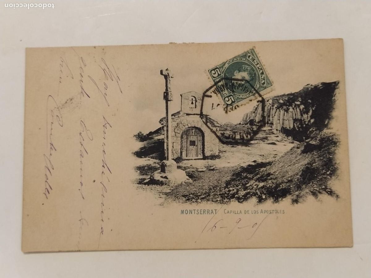 Postales: MONTSERRAT - CAPILLA DE LOS APOSTOLES - REVERSO SIN DIVIDIR - POSTAL ANTIGUA CIRCULADA -(116.073)