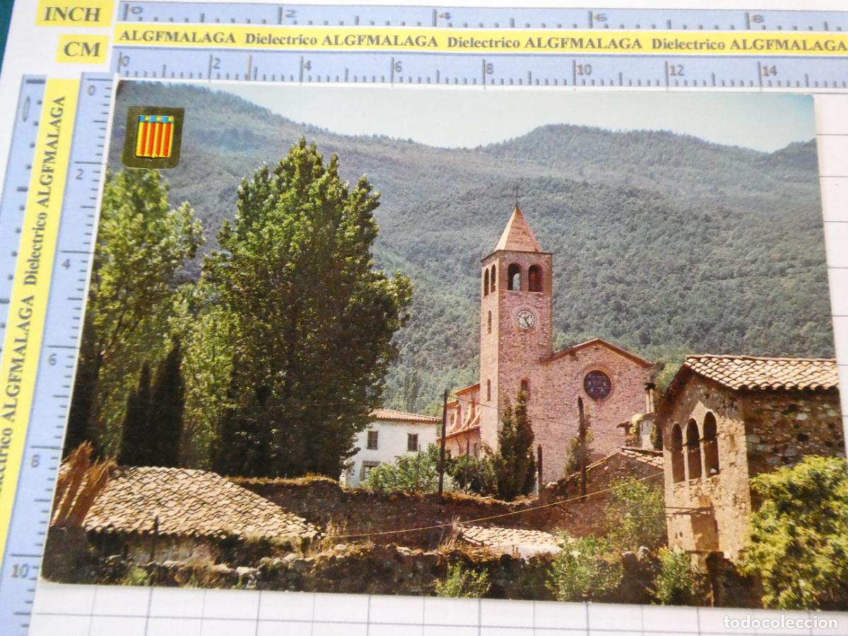 Postales: POSTAL DE GERONA. A&Ntilde;O 1968. LES PLANES D'HOSTOLES IGLESIA PARROQUIAL 3639 ESCUDO ORO. 2807