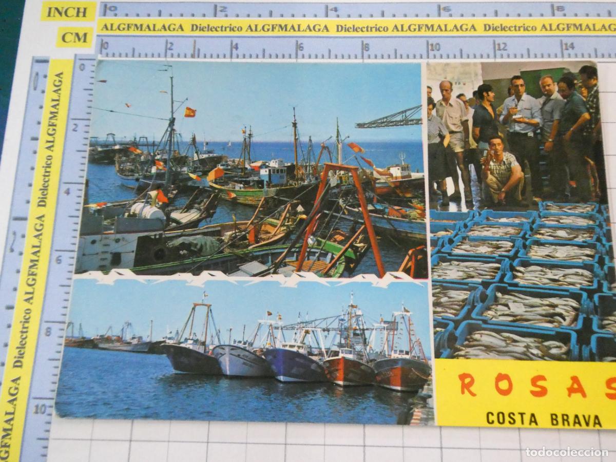 Postales: POSTAL DE GERONA. A&Ntilde;O 1976. ROSAS ESCENAS DE PESCA, PUERTO PESQUERO Y LONJA 1183 IBARZ. 2831