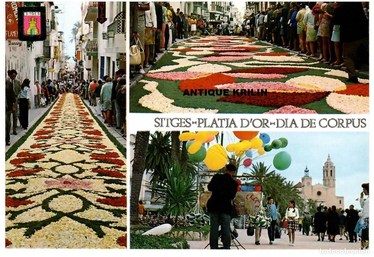 Postales: SITGES N&ordm; 5132 PLATJA D'OR , FESTA DEL CORPUS / ESCUDO DE ORO / SIN FRANQUEAR
