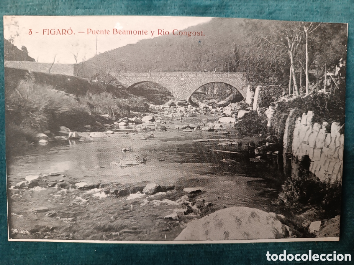 Postales: 3 FIGAR&Oacute;. Puente Beamonte y Rio Congost