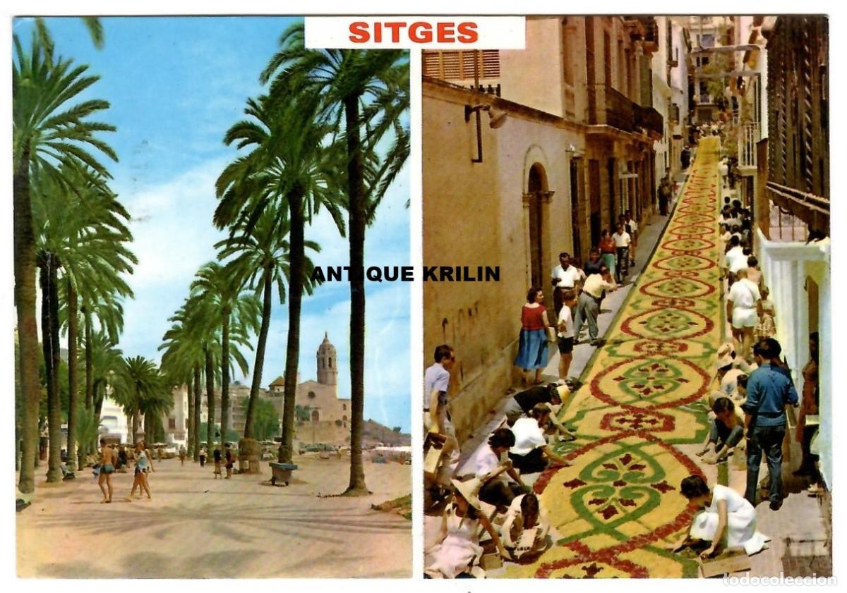 Postales: SITGES N&ordm; 532 PASEO Y ALFOMBRA DE FLORES / EDI. ANTONIO RAFALES / FRANQUEADA