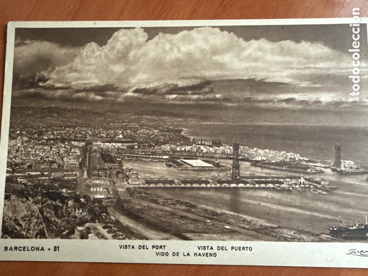 Postales: Vista del port Barcelona Zerkowitz B/N