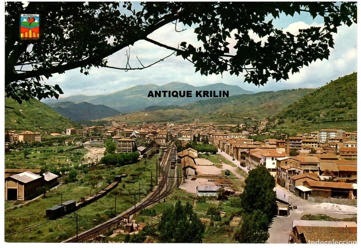 Postales: RIPOLL N&ordm; 2247 VISTA GENERAL Y ESTACION / ESCUDO DE ORO / SIN FRANQUEAR