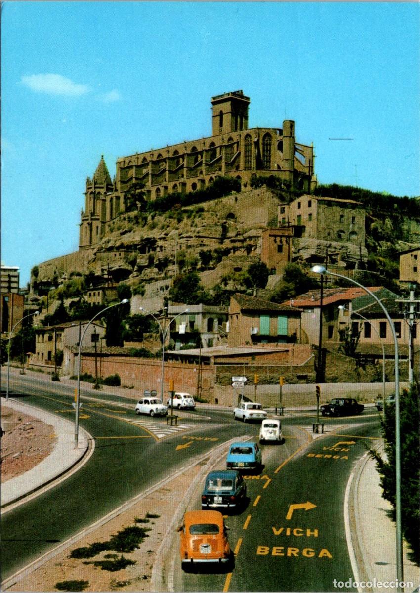 Postales: Manresa - Entrada a la ciudad - Al fondo la Seo - Se&ntilde;alizaci&oacute;n Horizontal - Vich - Berga - Barna