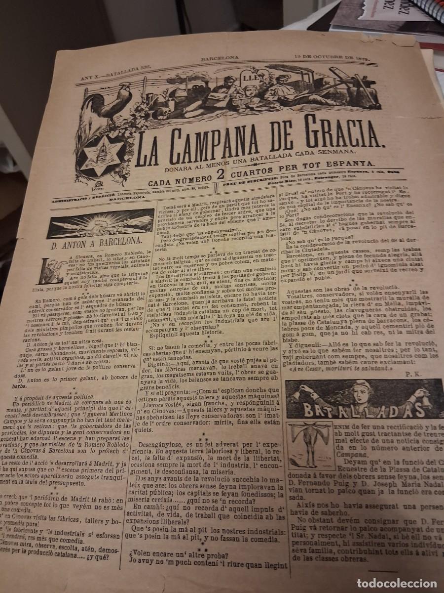 Postales: CAMPANA DE GRACIA, La: Barcelona, n&ordm; 536, 13 octubre 1879