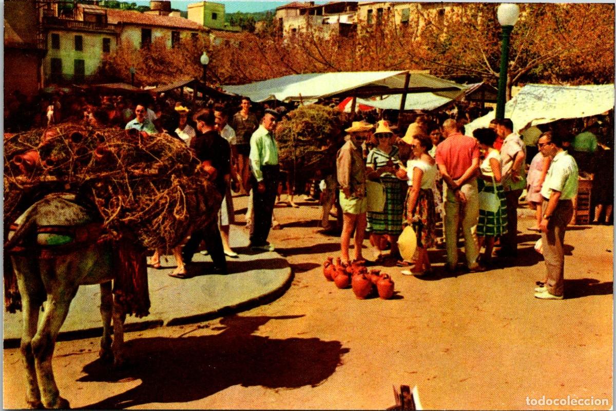 Postales: Catalu&ntilde;a T&iacute;pica - El vendedor de botijos - J. Ubach Puig 658 - 149x99mm - Mercado - Burro - Cer&aacute;mica
