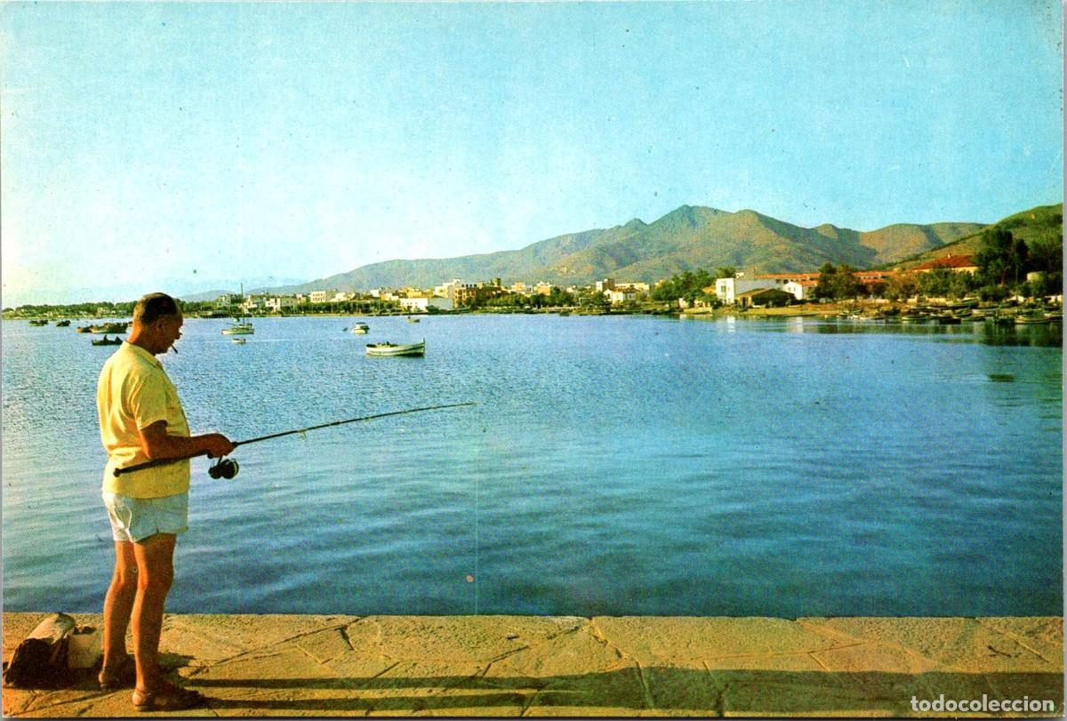 Postales: Rosas (Costa Brava) - Lugar ideal para los aficionados a la pesca - Pescador Ca&ntilde;a Pescar - In&eacute;dita