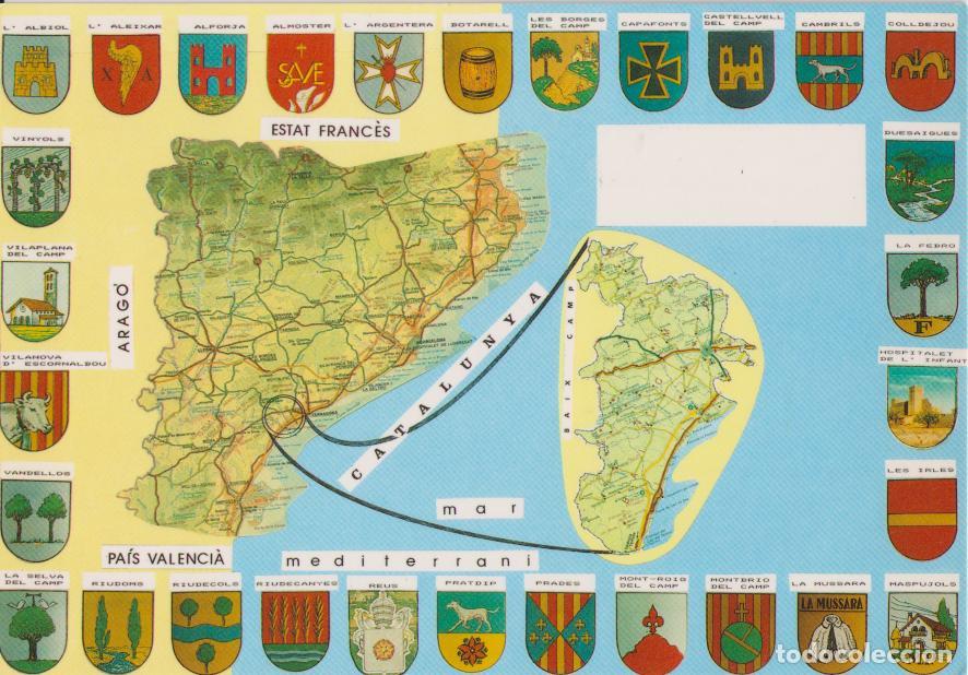 Postales: POSTAL MAPA Y ESCUDOS DEL BAIX CAMP - S/C