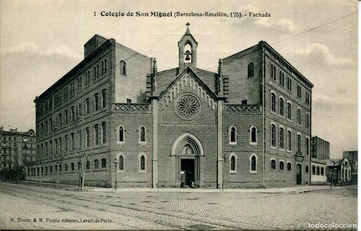 Postales: BARCELONA-COLEGIO SAN MIGUEL-FACHADA 8 PP.MIS. DEL SAGRADO CORAZ&Oacute;N