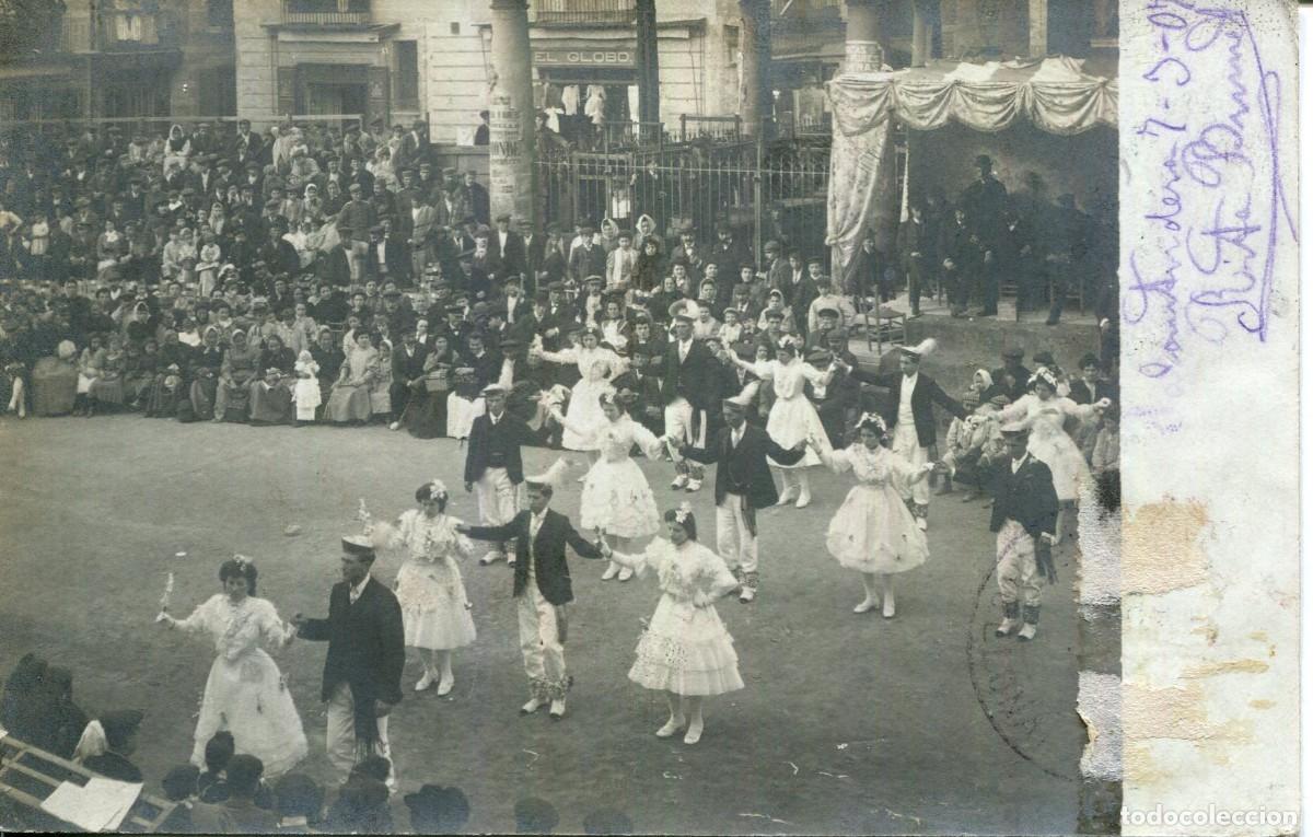 Postais: BARCELONA-ALMACENES EL GLOBO-BAILE SARDANAS- RAMBLAS PELAYO-FOTOGR&Aacute;FICA A&Ntilde;O 1907