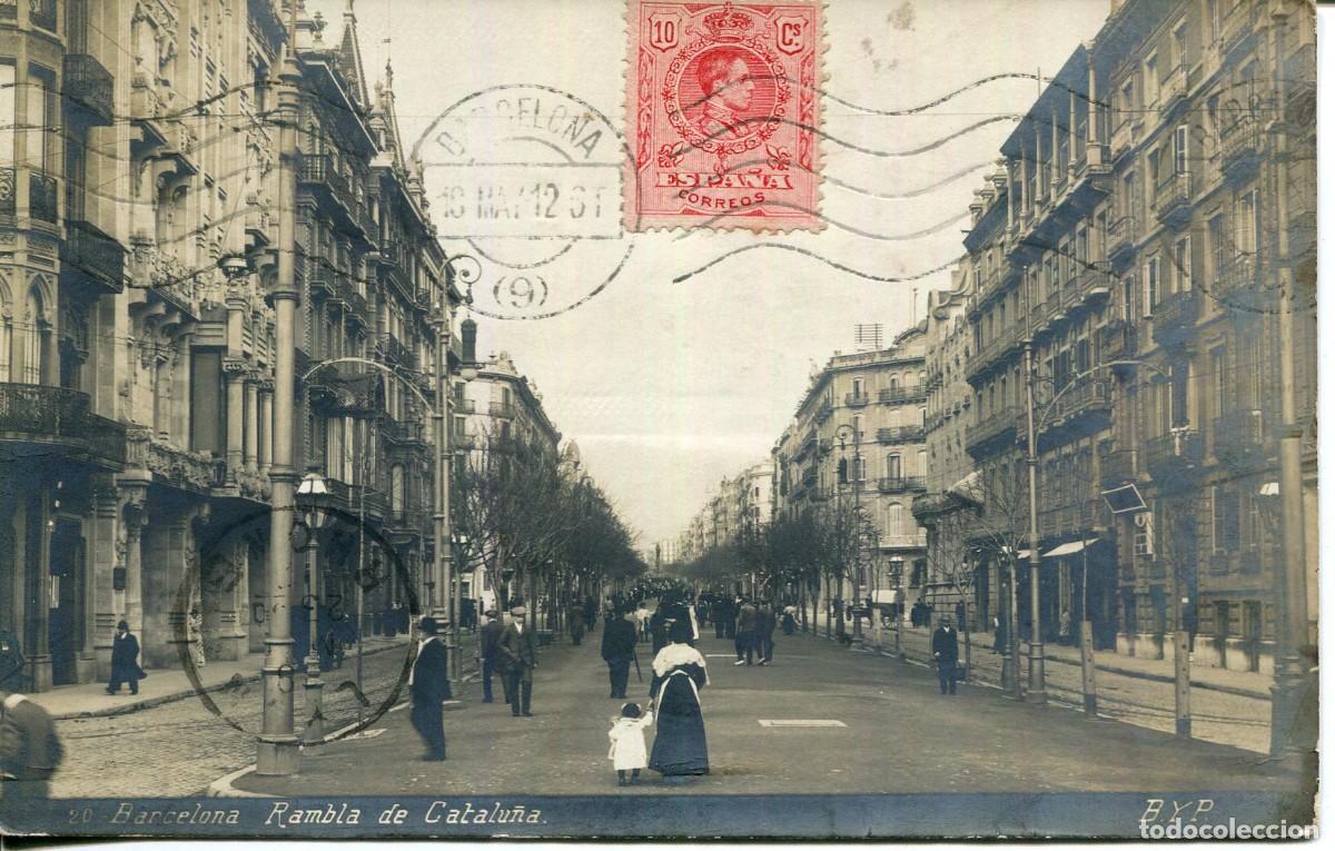 Postais: BARCELONA -RAMBLA DE CATALU&Ntilde;A- BYP N&ordm; 20- FOTOGR&Aacute;FICA 1912
