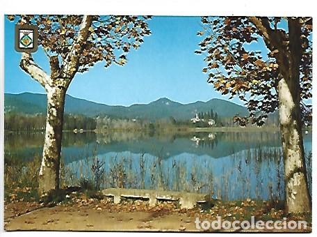 Postales: ESTANY, VISTA PARCIAL AMB L&acute;ESGLESIA DE ROMANICA DE PORQUERAS.- BANYOLES - GIRONA