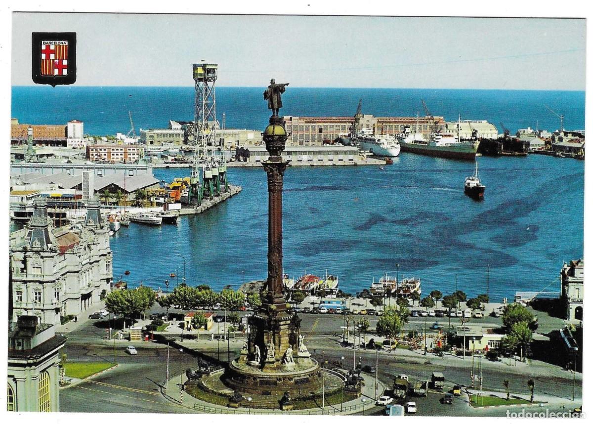 Postales: Postal Barcelona. Monumento a Cristobal Col&oacute;n y Puerto. ref. 7-cat599