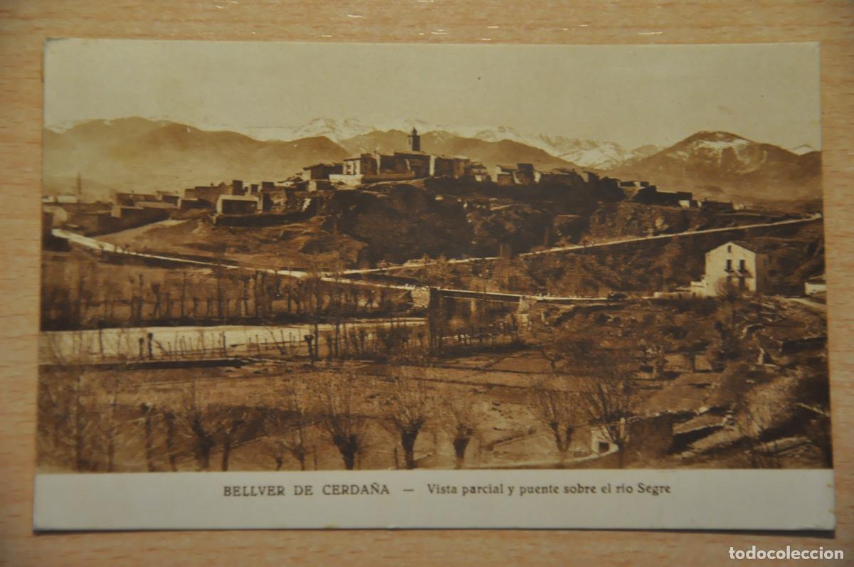 Postales: postal bellver de cerda&ntilde;a, vista parcial y puente sobre el rio segre